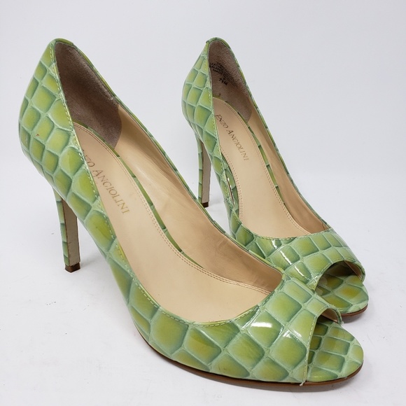 green croc heels